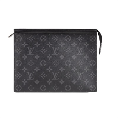 路易威登 LOUIS VUITTON Pochette Voyage MM 塗層帆布 手拿包 黑色 M61692 晶片款  原廠盒子/購買證明正本/台灣發票