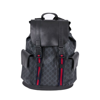 古馳 GUCCI GG 帆布 後背包 495563 黑GG Supreme老花後背包/495563 防塵袋