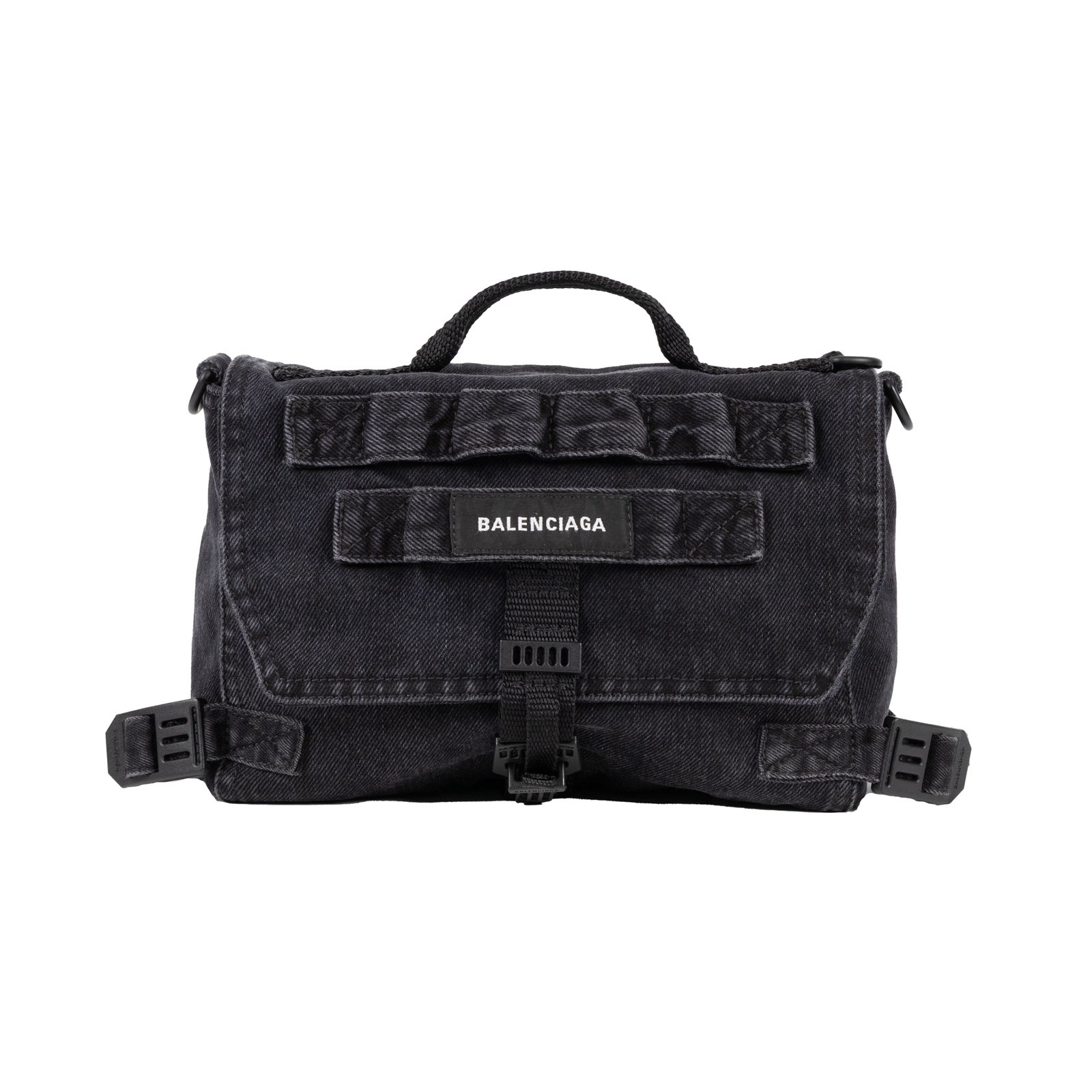 巴黎世家 BALENCIAGA Army 小型 郵差包 6561062AA8D 灰單寧側背包 防塵袋/購買證明正本