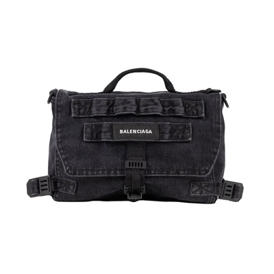 巴黎世家 BALENCIAGA Army 小型 郵差包 6561062AA8D 灰單寧側背包 防塵袋/購買證明正本