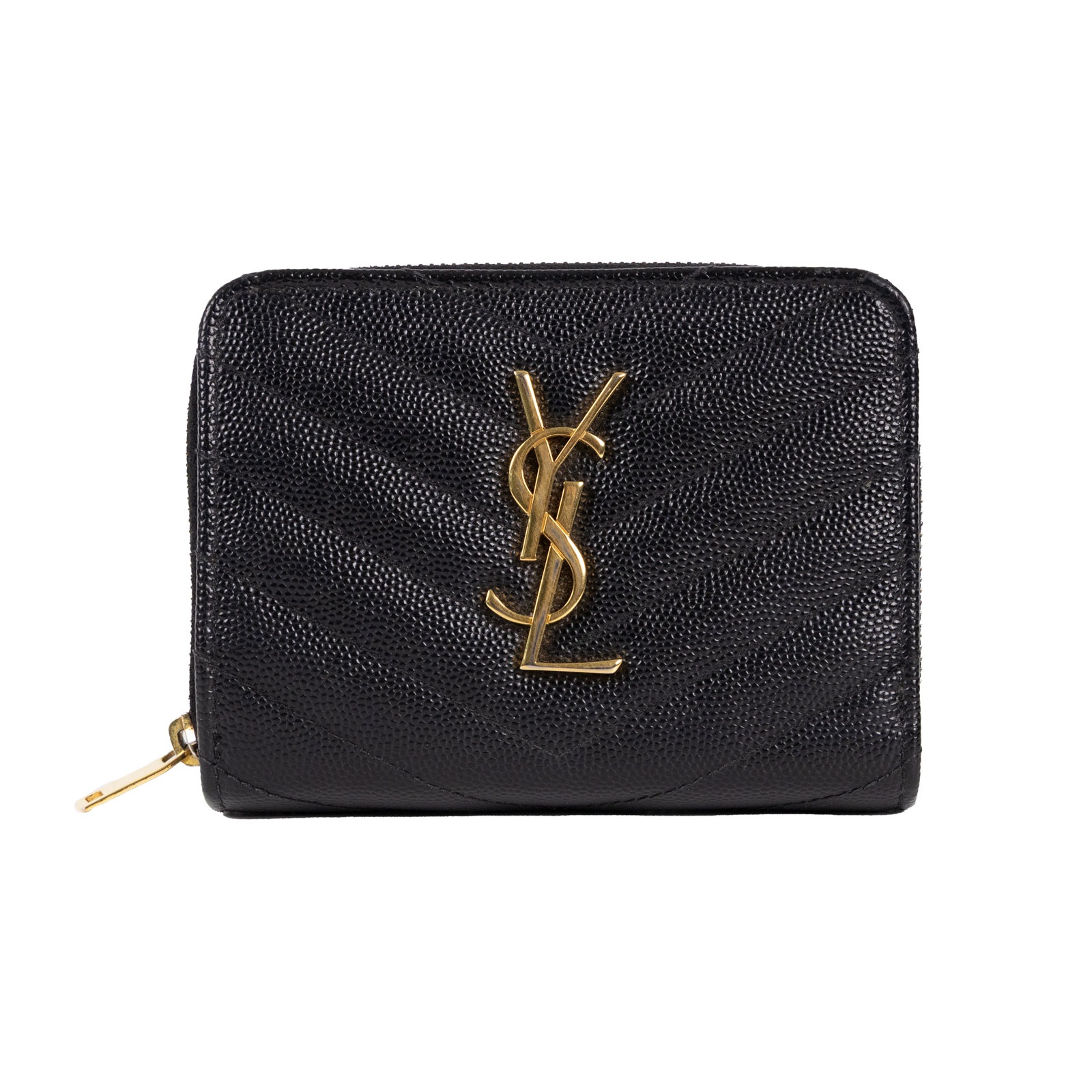 聖羅蘭 YSL SAINT LAURENT Cassandre matelassé 粒面壓紋皮革 小型 全拉鏈 錢包 403723BOW01  防塵袋/原廠盒子