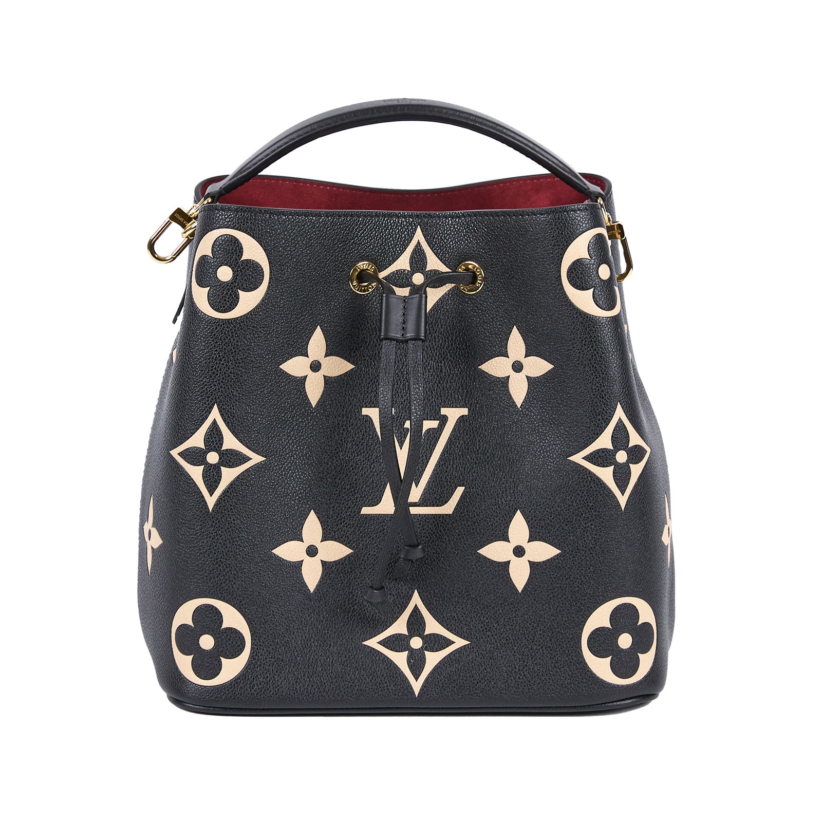 路易威登 LOUIS VUITTON NéoNoé MM 皮革 肩背 水桶包 黑色/奶油色 M45497 晶片款  防塵袋/原廠盒子/背帶2/內袋