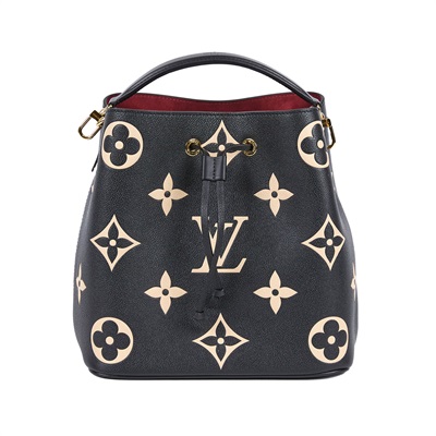 路易威登 LOUIS VUITTON NéoNoé MM 皮革 肩背 水桶包 黑色/奶油色 M45497 晶片款  防塵袋/原廠盒子/背帶2/內袋