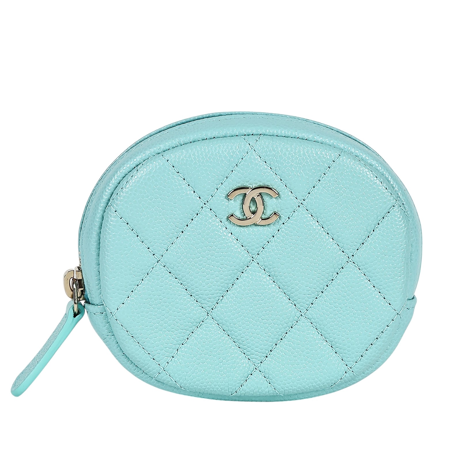 香奈兒 CHANEL CC logo 零錢包 A68995 26開湖水綠圓形拉鍊零錢包 防塵袋/原廠盒子/保證卡/購買證明正本