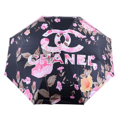 香奈兒 CHANEL 陽傘  黑粉花花摺疊傘 原廠盒子/傘套