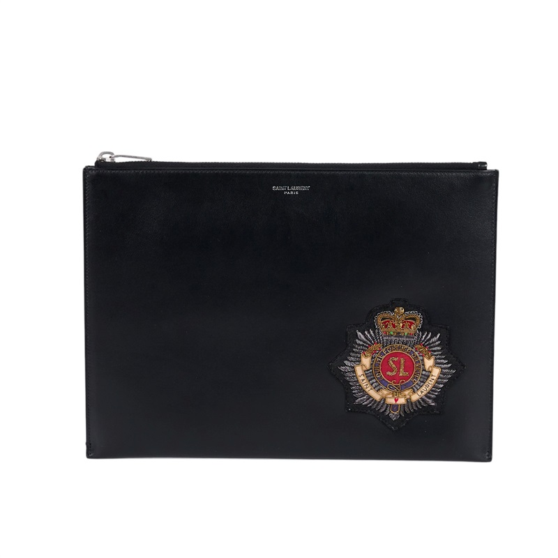 聖羅蘭 YSL SAINT LAURENT 手拿包 3972950O7A6 黑色特殊刺繡手拿包 原廠盒子