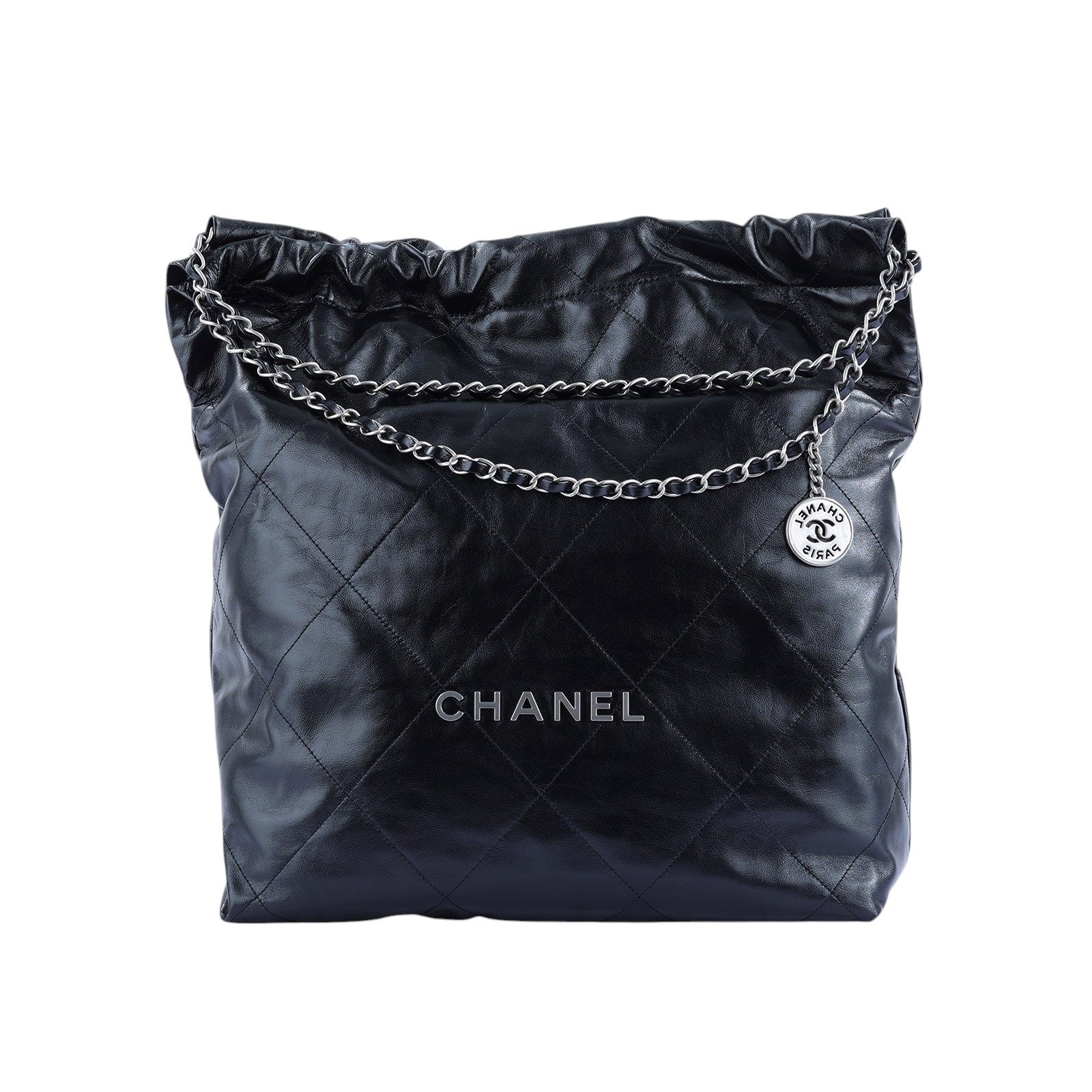 香奈兒 CHANEL 22 大型 束口包 AS3262 晶片款 黑銀22大號 防塵袋/原廠盒子/購買證明正本