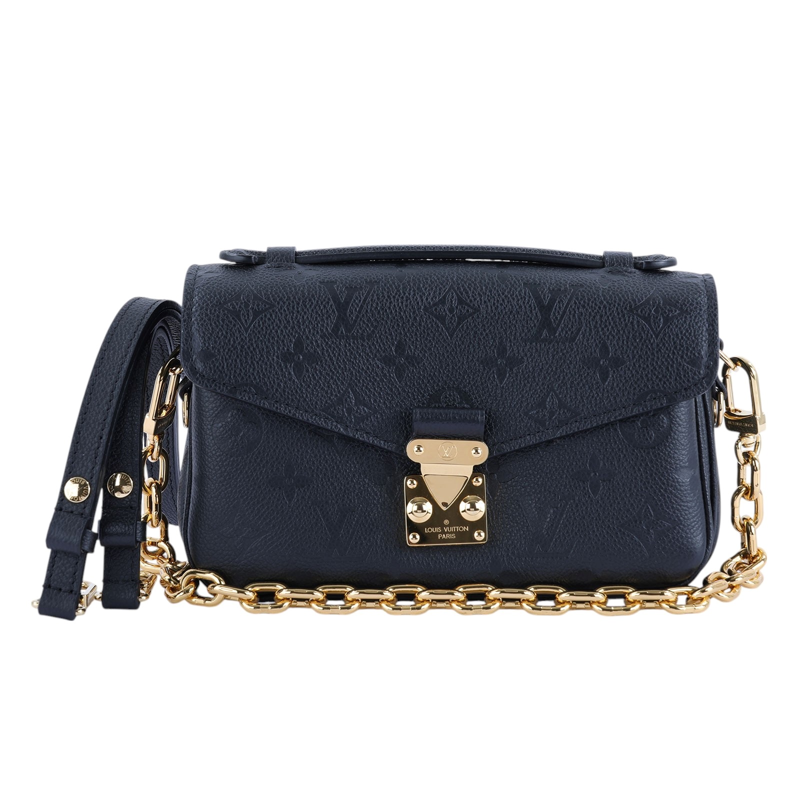 路易威登 LOUIS VUITTON Pochette Métis East West 鏈條 郵差包 腋下單肩包 黑色 M46595 晶片款  防塵袋/原廠盒子/購買證明正本/STARP2