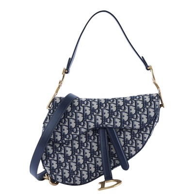 迪奧 CHRISTIAN DIOR Saddle 馬鞍袋 連肩帶 M0455CTZQ 藍緹花SADDLE 防塵袋/背帶/保證卡