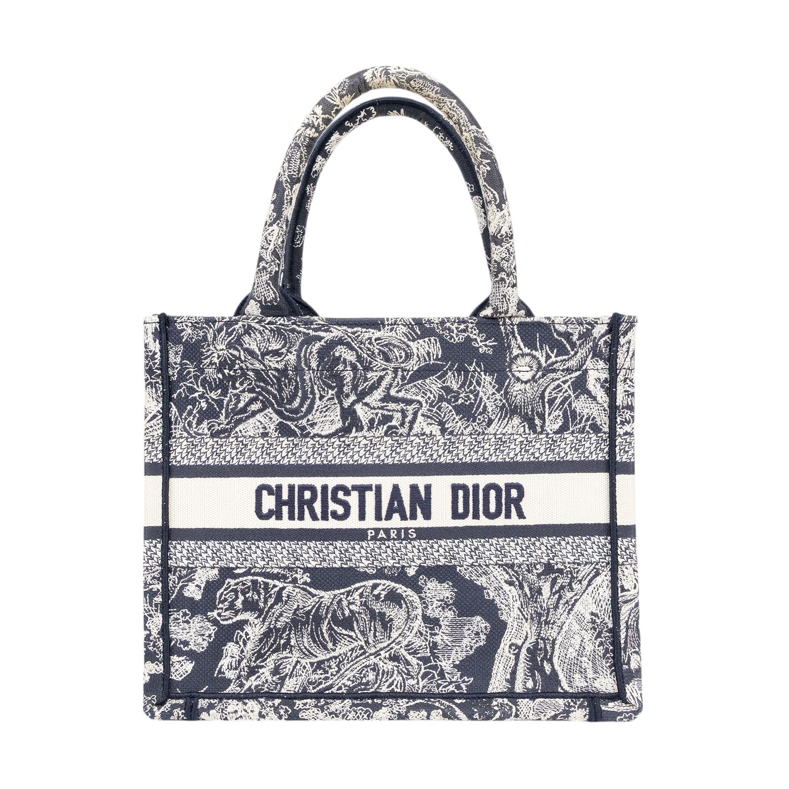 迪奧 CHRISTIAN DIOR Book Tote 小型 托特包 藍色 白色 M1265ZRGO 動物園BOOK TOTE SMALL 無附屬品