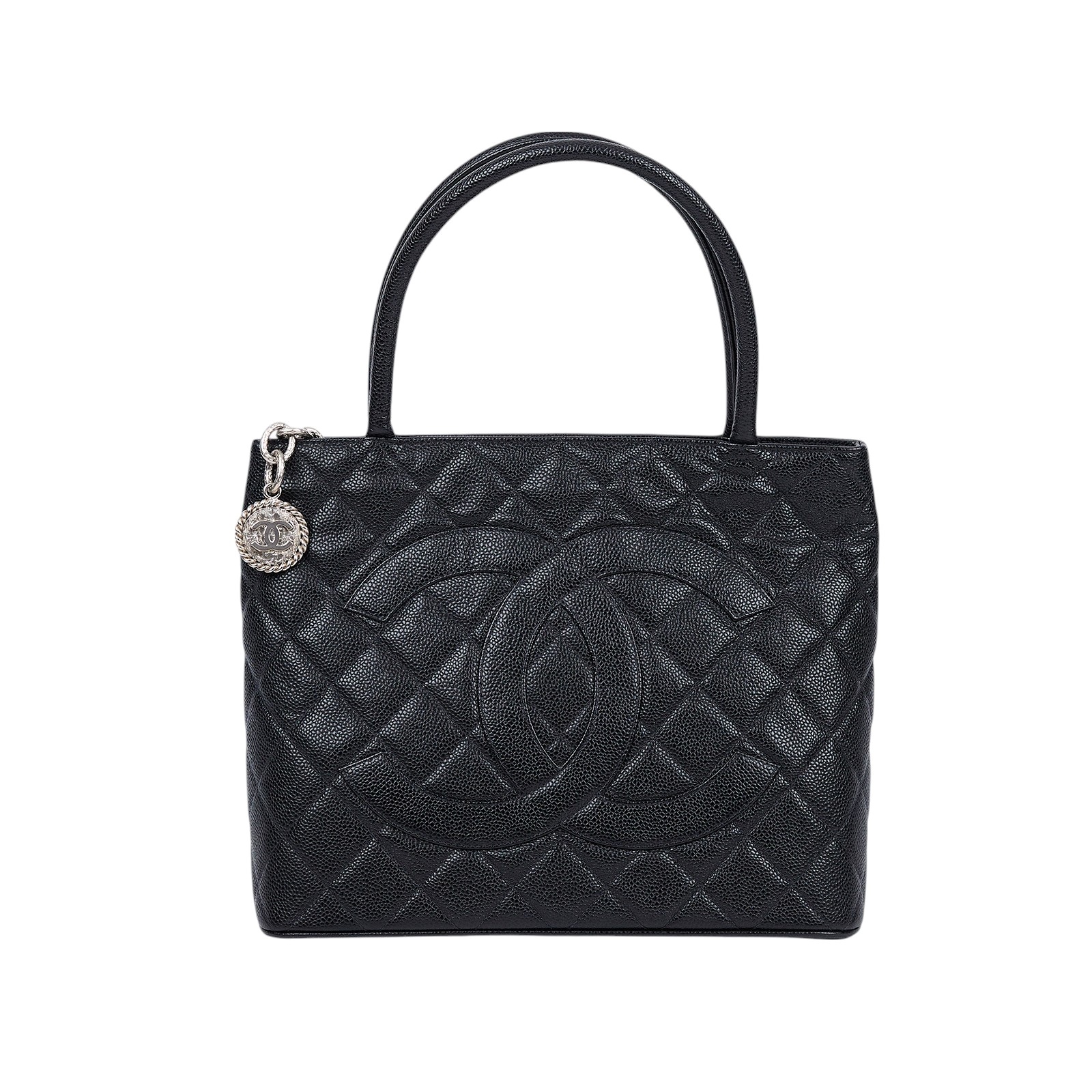 香奈兒 CHANEL 手提包 荔枝牛皮 方型 銀幣包 A01804 黑銀荔枝金幣包 防塵袋/保證卡