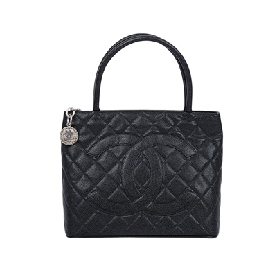 香奈兒 CHANEL 手提包 荔枝牛皮 方型 銀幣包 A01804 黑銀荔枝金幣包 防塵袋/保證卡