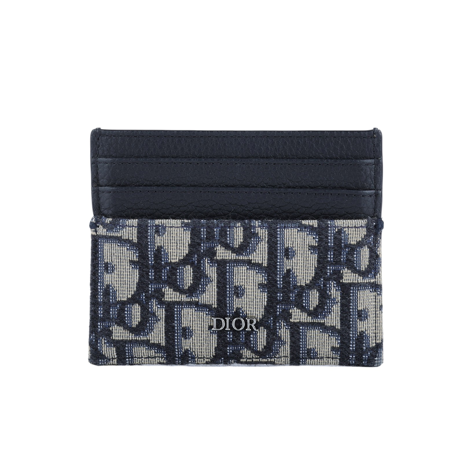 迪奧 CHRISTIAN DIOR 卡夾 2ESCH135YSE 藍OBLIQUE拼黑卡夾 原廠盒子/防塵袋