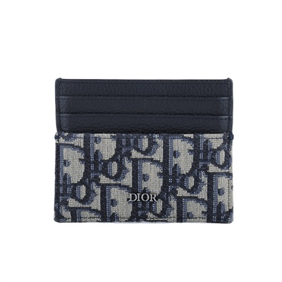 迪奧 CHRISTIAN DIOR 卡夾 2ESCH135YSE 藍OBLIQUE拼黑卡夾 原廠盒子/防塵袋