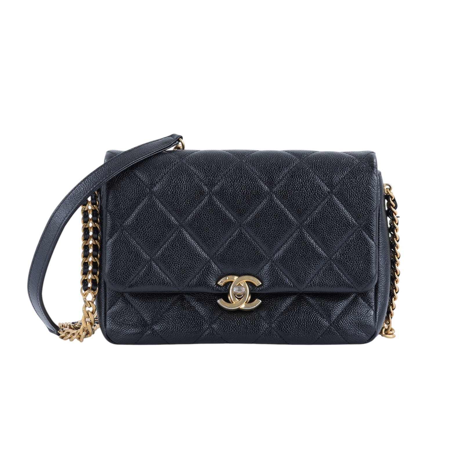 香奈兒 CHANEL Matelasse Chain 肩背 Melody 口蓋包 AS3103 晶片款 黑金荔枝MELODY掀蓋包 無附屬品