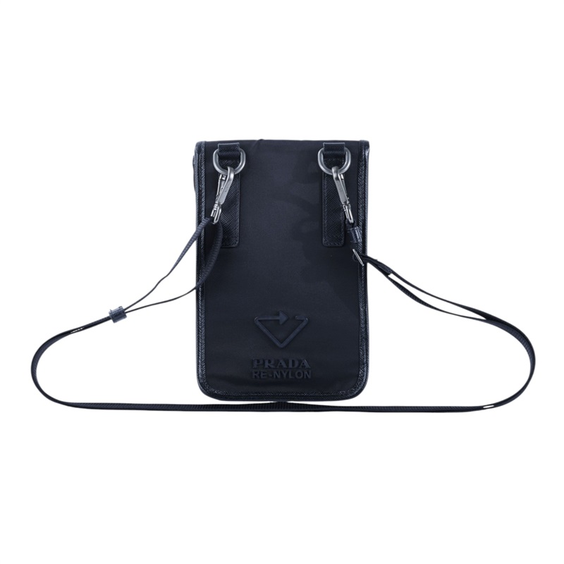 普拉達 PRADA Re-Nylon Saffiano 皮革 智慧型手機 保護套 2ZH109_2DMH 黑尼龍手機包 原廠盒子/防塵袋/保證卡