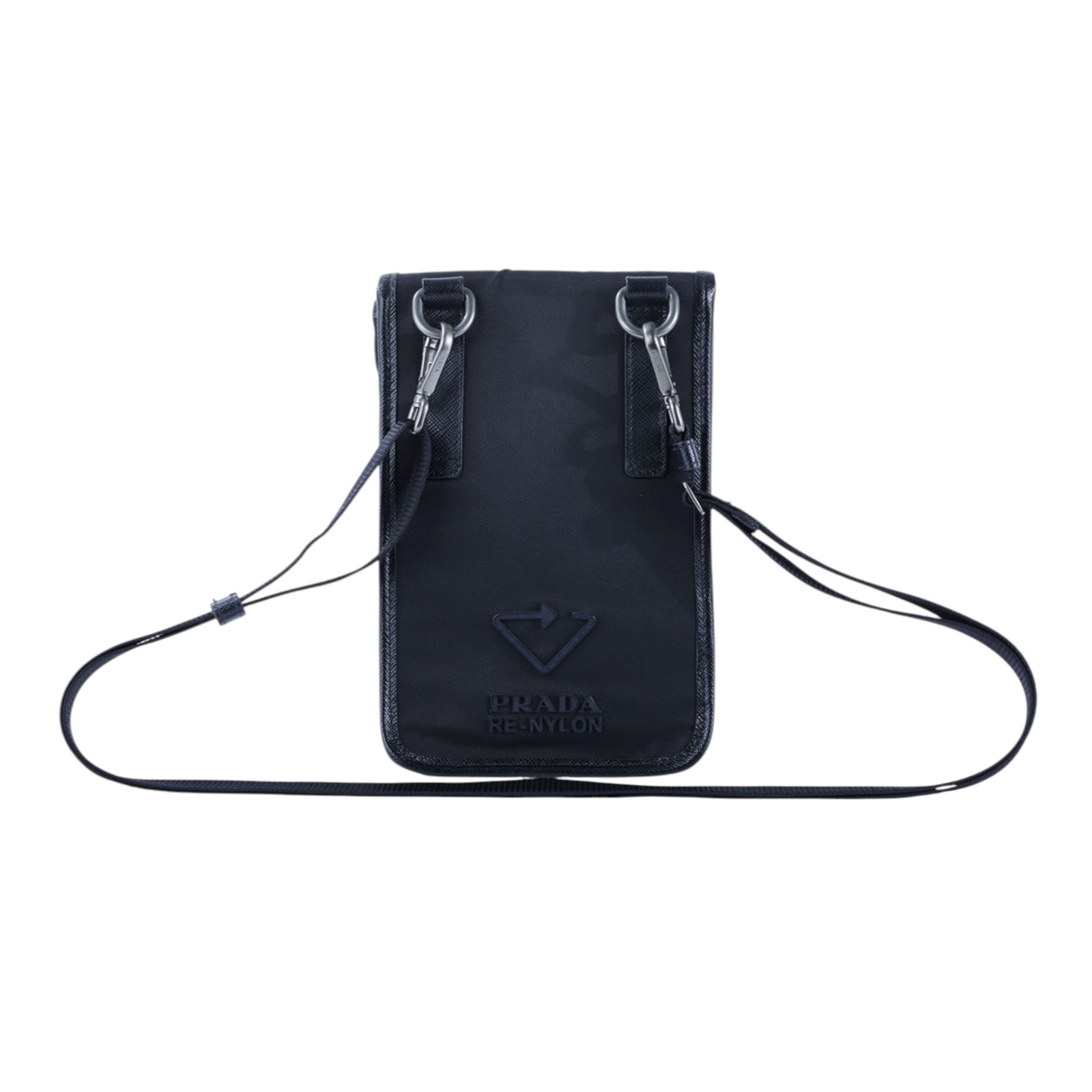 普拉達 PRADA Re-Nylon Saffiano 皮革 智慧型手機 保護套 2ZH109_2DMH 黑尼龍手機包 原廠盒子/防塵袋/保證卡