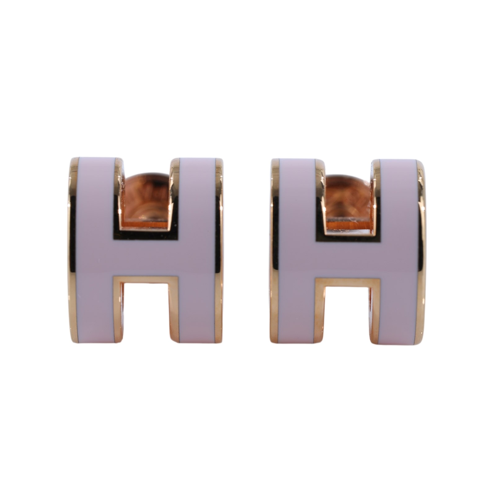 愛馬仕 Hermès Mini Pop H 耳釘 淺褐色 H608002F055 H608002F055/ST 02 64  原廠盒子/防塵袋/購買證明影本