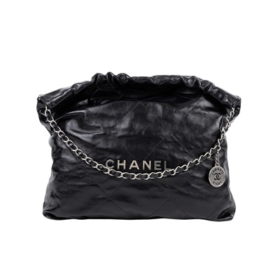 香奈兒 CHANEL 22 中型 束口包 AS3261 晶片款 黑銀22BAG中號 防塵袋