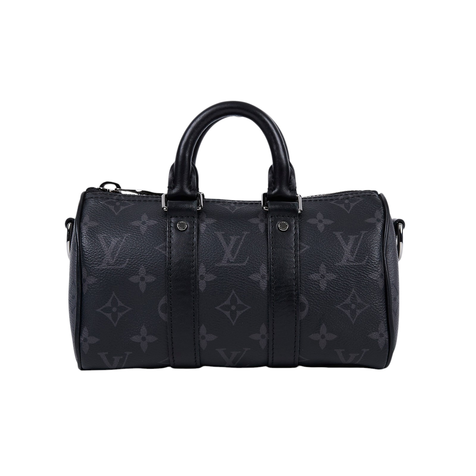 路易威登 LOUIS VUITTON KEEPALL XS 老花 小款 圓筒 側背包   M45947 晶片款 黑原花KEEPALL XS 背帶