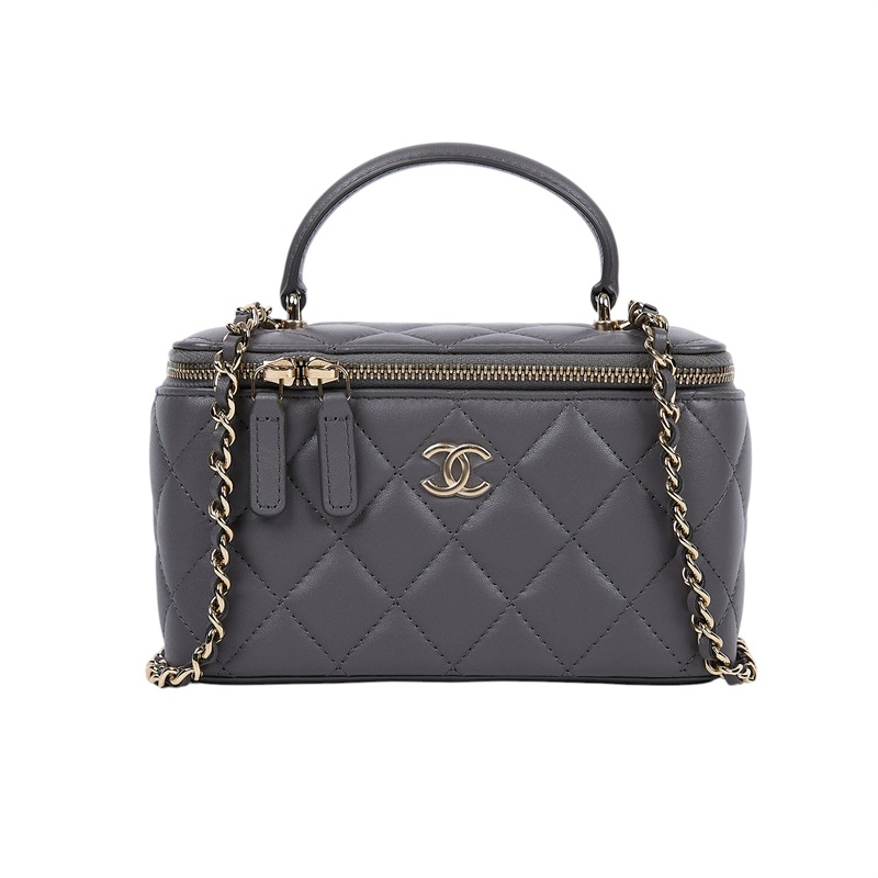 香奈兒 CHANEL Vanity Case 化妝箱 AP2199 晶片款 灰淡金羊化妝盒 原廠盒子/防塵袋/購買證明正本