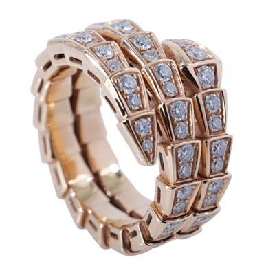 寶格麗 BVLGARI Serpenti Viper 戒指 357263 RG SERPENTI滿鑽戒#M 保書/原廠盒子