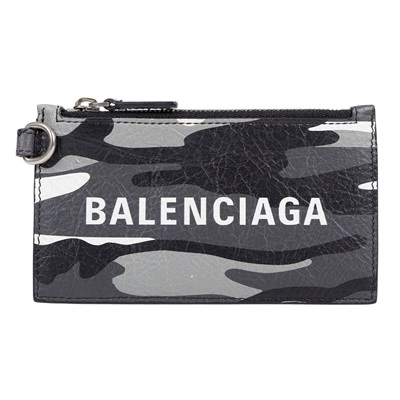 巴黎世家 BALENCIAGA 卡夾 證件夾 5945482AAPB 黑白迷彩掛繩卡包 原廠盒子/防塵袋