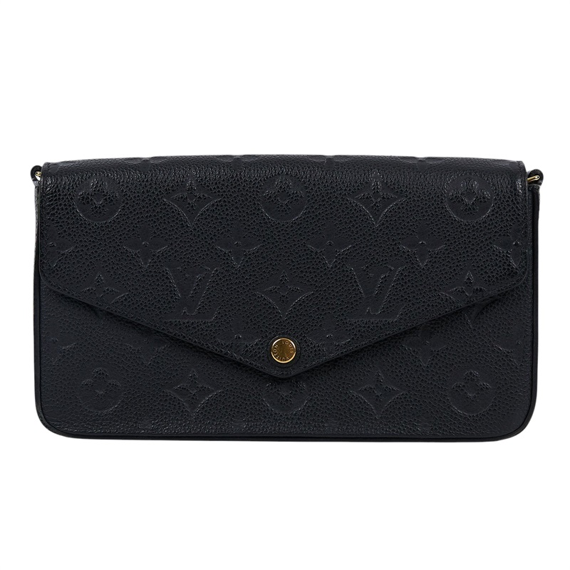 路易威登 LOUIS VUITTON Félicie Pochette 經典壓花皮格 WOC 翻蓋 斜背 鍊帶 肩背包 黑色 M64064 晶片款  原廠盒子/防塵袋/內袋2/背帶/購買證明正本