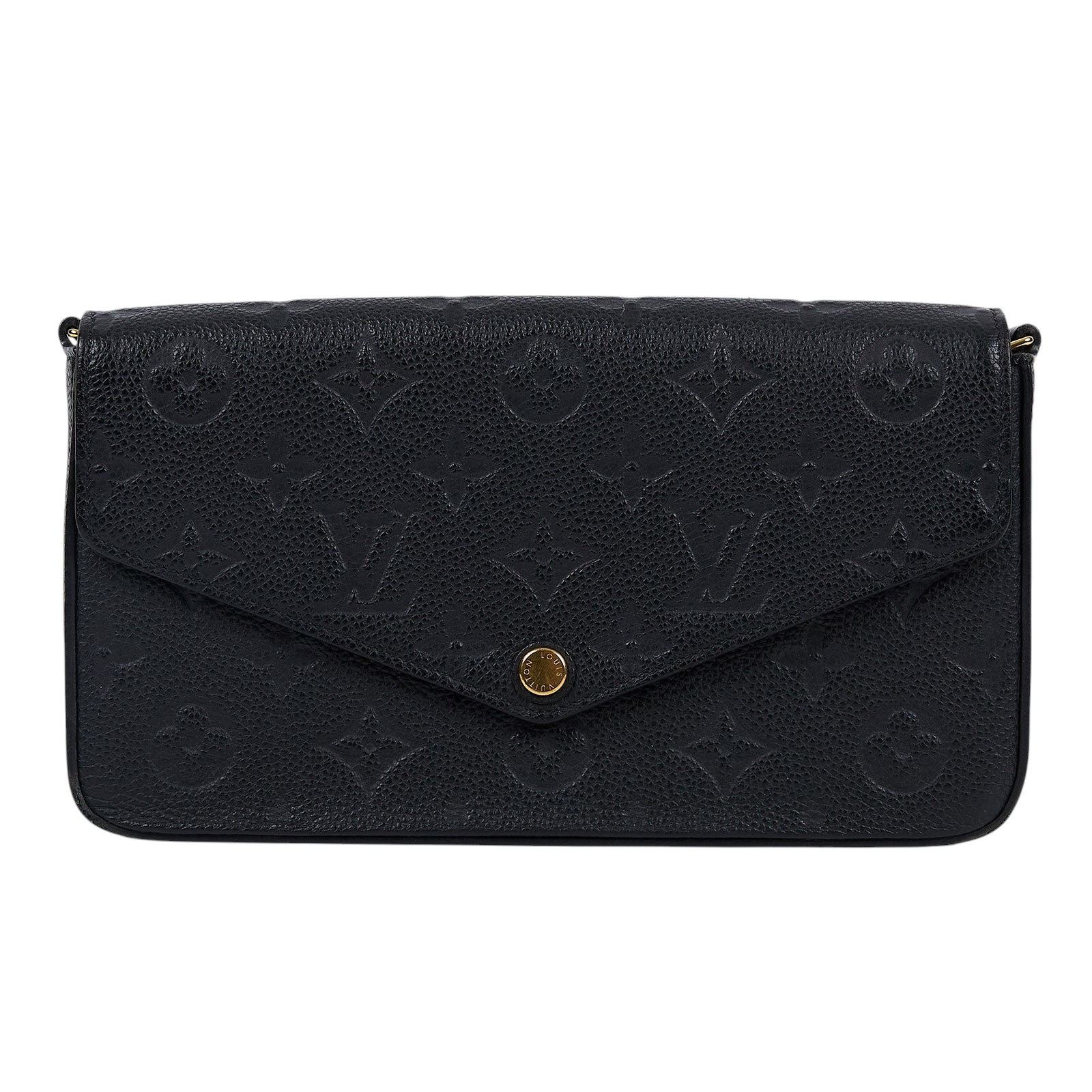 路易威登 LOUIS VUITTON Félicie Pochette 經典壓花皮格 WOC 翻蓋 斜背 鍊帶 肩背包 黑色 M64064 晶片款  原廠盒子/防塵袋/內袋2/背帶/購買證明正本