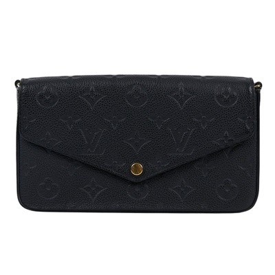 路易威登 LOUIS VUITTON Félicie Pochette 經典壓花皮格 WOC 翻蓋 斜背 鍊帶 肩背包 黑色 M64064 晶片款  原廠盒子/防塵袋/內袋2/背帶/購買證明正本