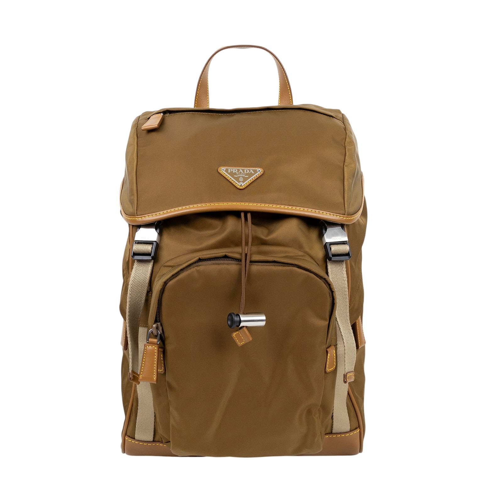 普拉達 PRADA Re-Nylon Saffiano皮革 背囊 2VZ135_2CX2 茶色RE-NYLON後背包 防塵袋