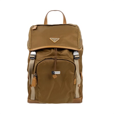 普拉達 PRADA Re-Nylon Saffiano皮革 背囊 2VZ135_2CX2 茶色RE-NYLON後背包 防塵袋