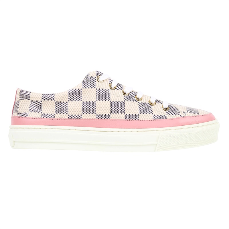 路易威登 LOUIS VUITTON Damier Azur Stellar 運動鞋  粉Stellar Line棋盤格運動鞋#38.5 原廠盒子/鞋帶