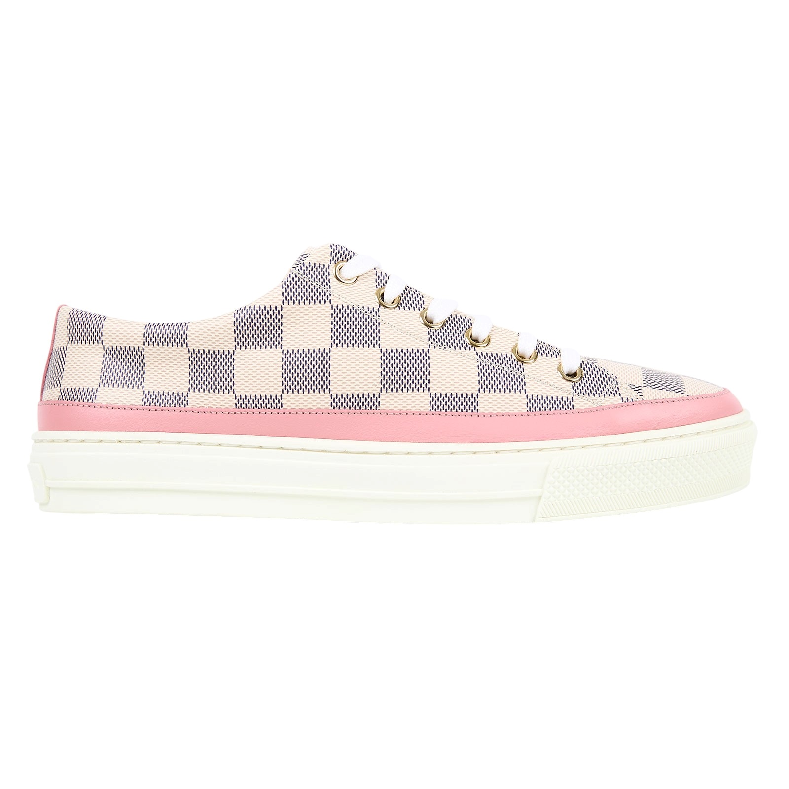 路易威登 LOUIS VUITTON Damier Azur Stellar 運動鞋  粉Stellar Line棋盤格運動鞋#38.5 原廠盒子/鞋帶