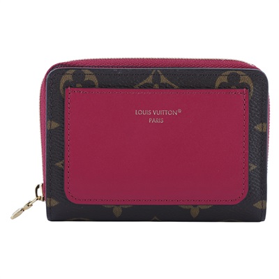 路易威登 LOUIS VUITTON Lou 經典帆布 錢包 短夾 紫紅色 M82377 晶片款 紫紅拚原花LOU拉鍊錢包 原廠盒子/防塵袋/購買證明正本