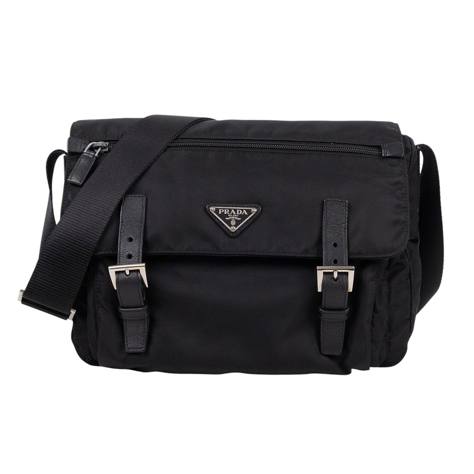 普拉達 PRADA 尼龍 郵差包  黑尼龍郵差包 無附屬品