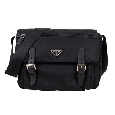 普拉達 PRADA 尼龍 郵差包  黑尼龍郵差包 無附屬品