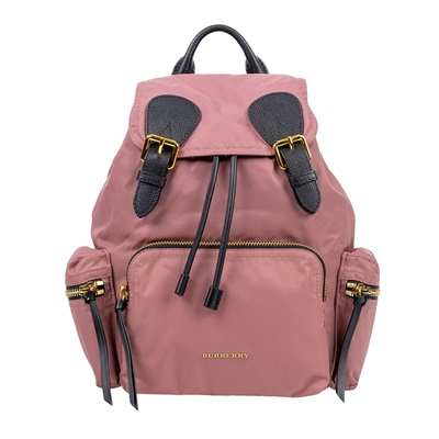 博柏利 BURBERRY The Rucksack 軍用背包  藕粉尼龍後背包 防塵袋