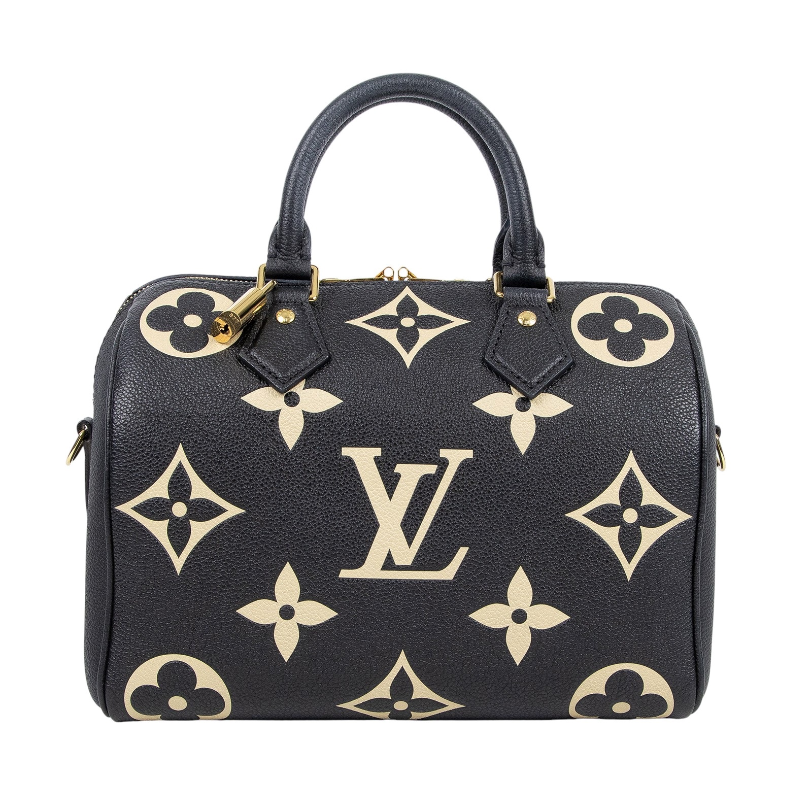 路易威登 LOUIS VUITTON Speedy Bandoulière  25 雙色 手提 斜背 波士頓包 M58947 晶片款  原廠盒子/防塵袋/購買證明正本/背帶