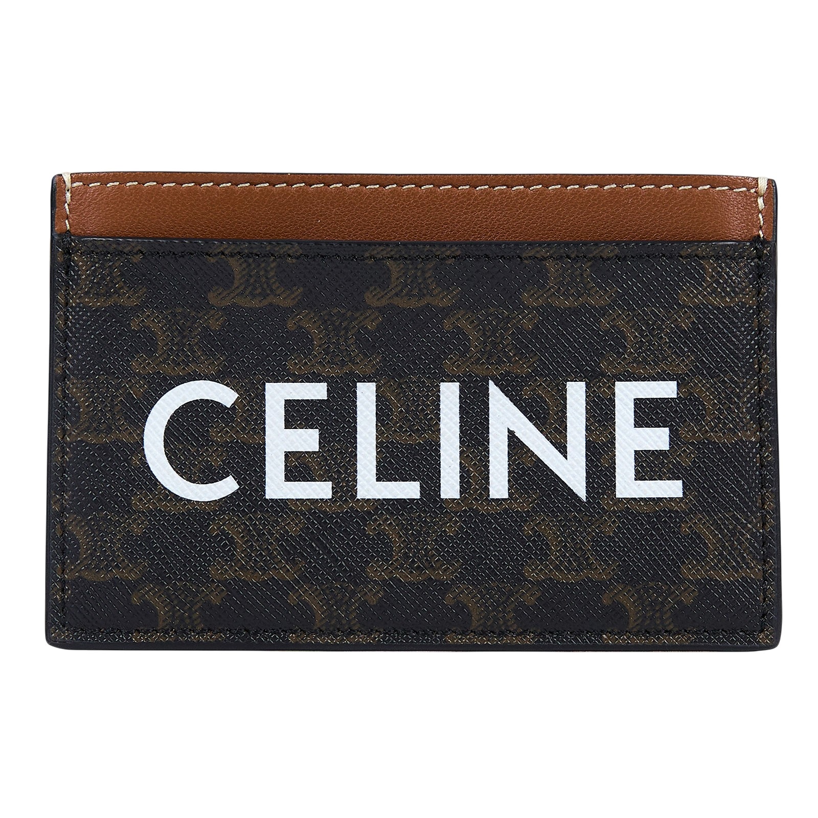 思琳 CELINE 印花卡片套 10B702CLY 黃褐色白LOGO凱旋門卡夾 原廠盒子