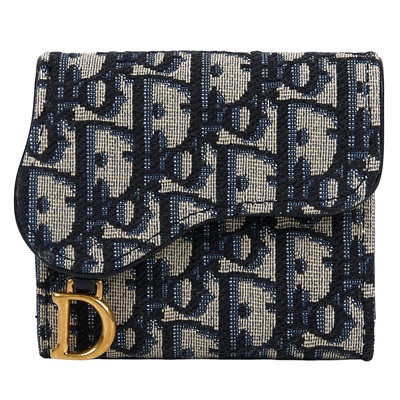 迪奧 CHRISTIAN DIOR Saddle Lotus 錢包 短夾 緹花 S5652CTZQ  原廠盒子/防塵袋