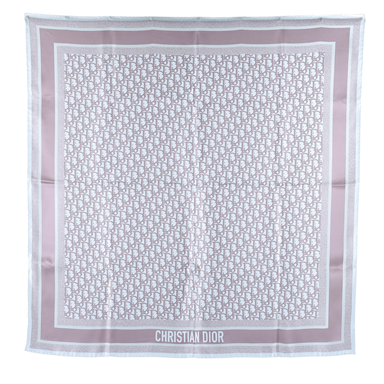 迪奧 CHRISTIAN DIOR Oblique Diortwin 90 方巾 15DOB090I600 粉灰LOGO雙面絲巾9090 原廠盒子