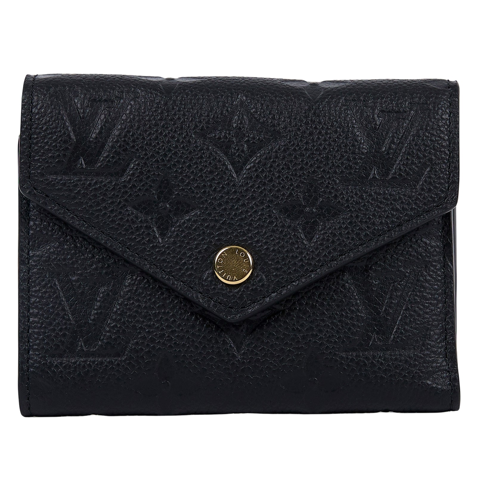 路易威登 LOUIS VUITTON Victorine 錢包 壓花牛皮 M64060 晶片款 黑原花壓紋Victorine三折短夾 原廠盒子/防塵袋