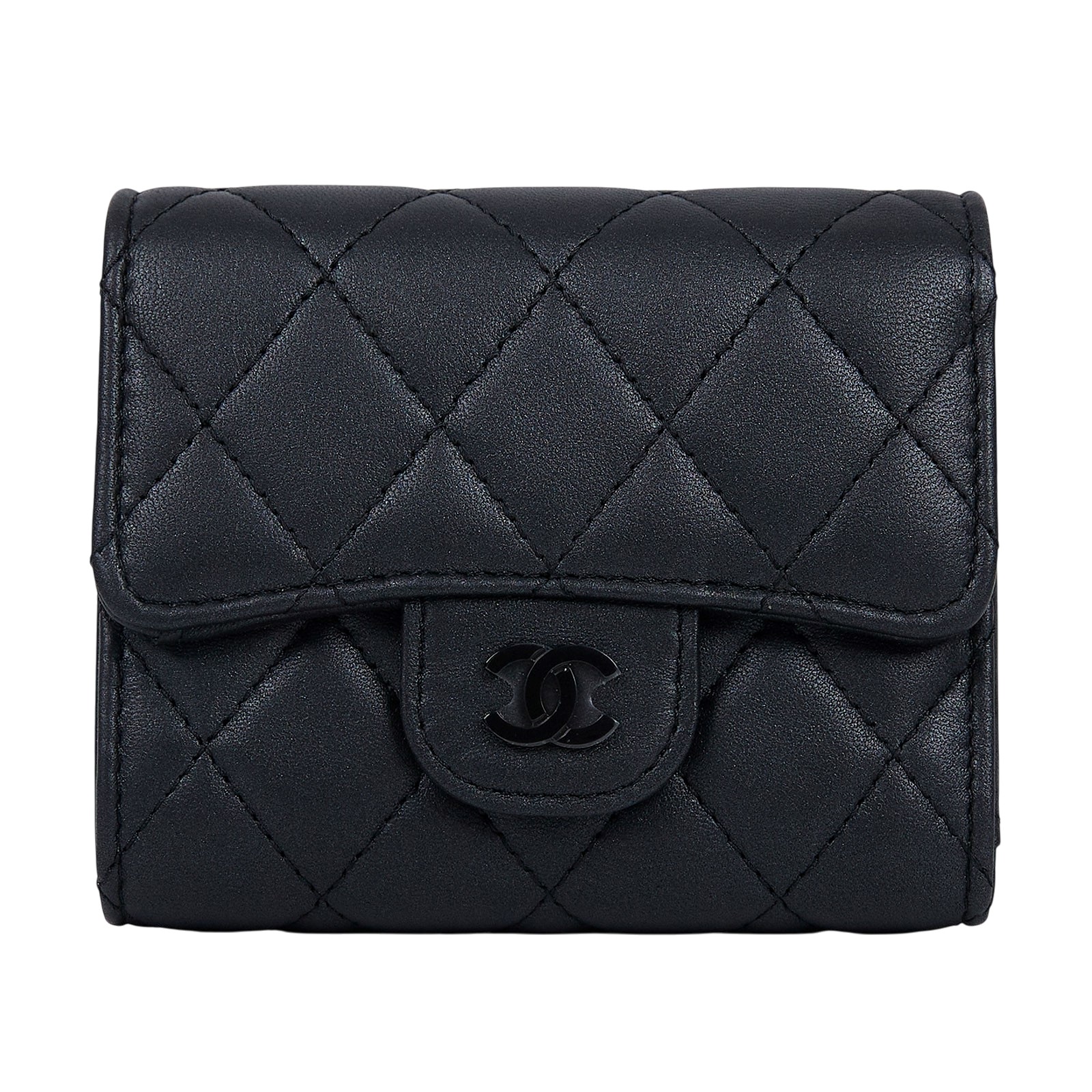 香奈兒 CHANEL 錢包 三折 短夾 AP0229 晶片款 SO BLACK 羊三折短夾 原廠盒子/防塵袋