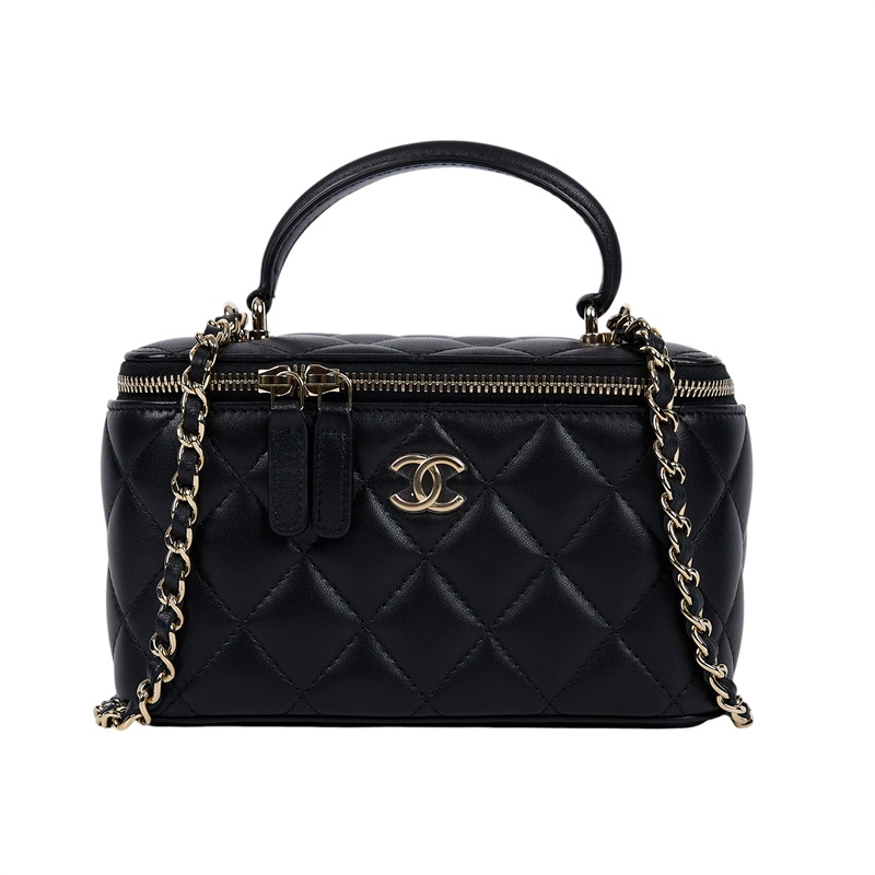 香奈兒 CHANEL Vanity Case 化妝箱 AP2199 B06660 晶片款 黑淡金羊化妝盒 防塵袋/原廠盒子/澳洲購買證明影本