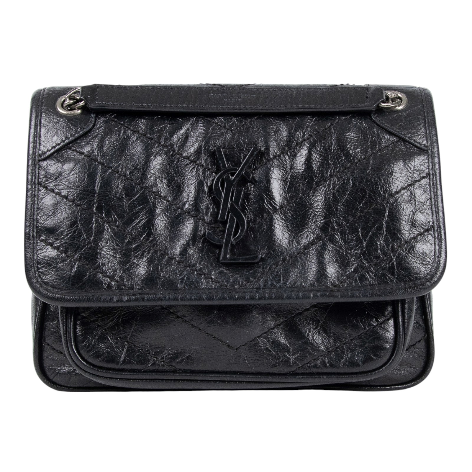 聖羅蘭 YSL SAINT LAURENT Niki 復古小牛皮 Baby 斜背 翻蓋包 6331600EN04 黑NIKI BABY 防塵袋