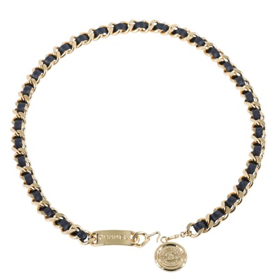 香奈兒 CHANEL CC 腰鍊  黑金31圓牌皮穿鍊腰鍊 原廠盒子