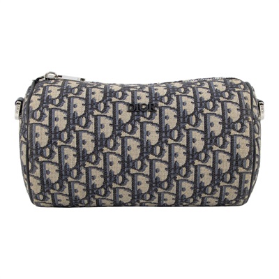 迪奧 CHRISTIAN DIOR Roller Bag 斜背包滾筒包 1ROPO061YKY 藍OBLIQUE ROLLER 圓筒包 防塵袋
