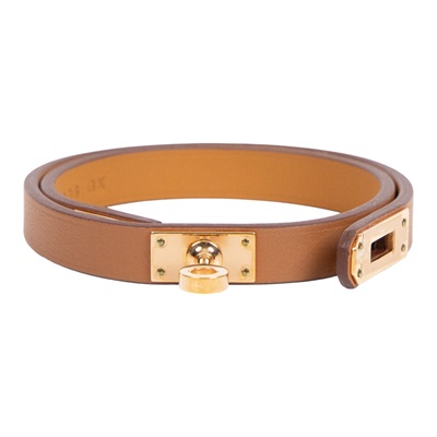 愛馬仕 Hermes Kelly Double Tour 雙圈手環 金棕色 金色五金 H081182CC37T2 /W FS 006 GX  原廠盒子/防塵袋