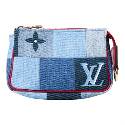 路易威登 LOUIS VUITTON Mini Monogram Denim 手拿包 鑰匙扣 零錢包 M68760  原廠盒子/防塵袋/購買證明影本